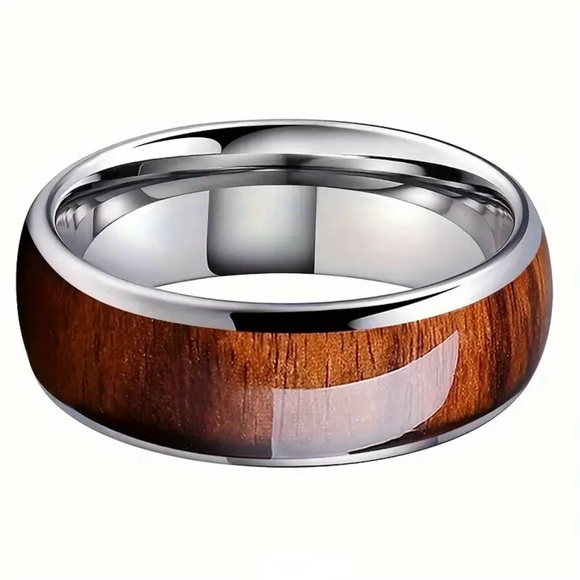 Stainless & Wood Statement Ring/Band - Picture 2 of 5